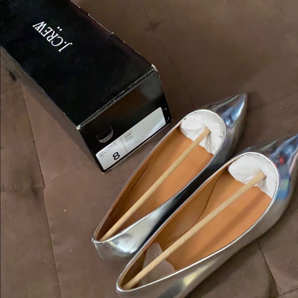 J.Crew Metallic Silver Flats